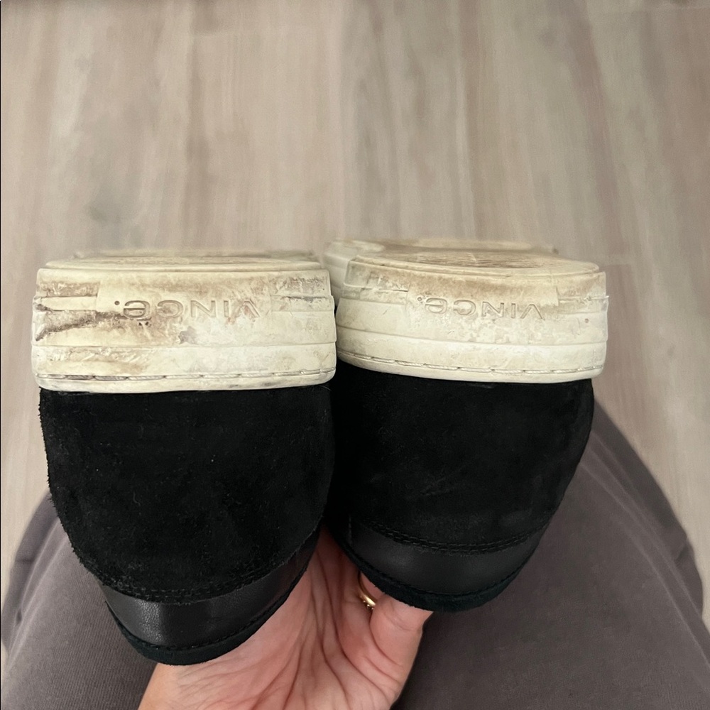 Men’s Vince Two-Tone Leather Black and White Sneakers with suede accents - Picture 11 of 12